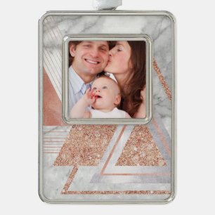 Skandinavier Chic-Rose, geometrischer weißer Marmo Rahmen-Ornament Silber