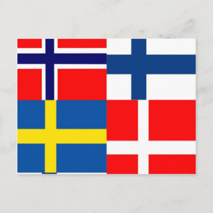 Skandinavier Flags Quartett Postkarte