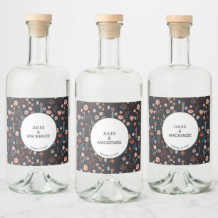 Skandinavier Floral Dark Boho Modern Alkoholflaschenetikett