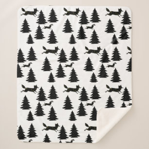 Skandinavier Fox Rabbit Schwarzer Weihnachtsbaum Sherpadecke