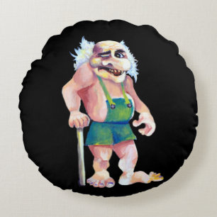 Skandinavier Funny Looking Ogrer Troll Rundes Kissen