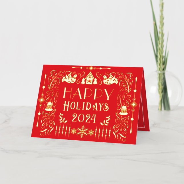 Skandinavier glücklicher Urlaub Jahr Rot (Vorderseite)