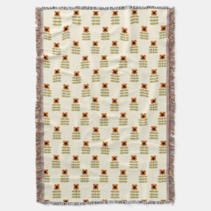 Skandinavier-inspiriertes orange Blumenmuster Decke