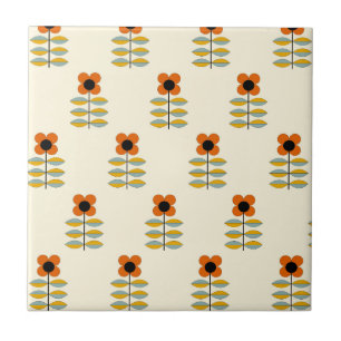 Skandinavier-inspiriertes orange Blumenmuster Fliese