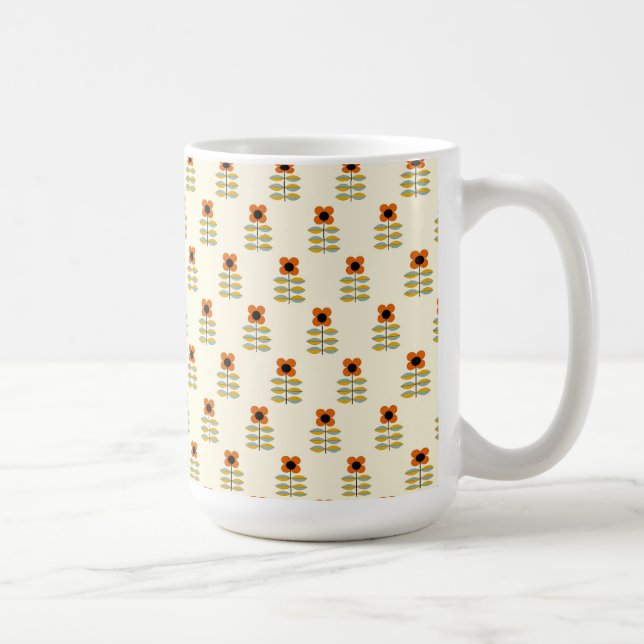 Skandinavier-inspiriertes orange Blumenmuster Kaffeetasse (Rechts)
