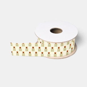 Skandinavier-inspiriertes orange Blumenmuster Ripsband