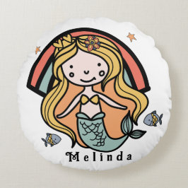 Skandinavier Niedlicher Meerjungfrau Personalisier Rundes Kissen