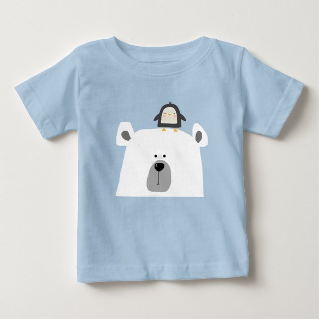 Skandinavier niedlicher Polarbär und Pinguin Baby T-shirt (Vorderseite)