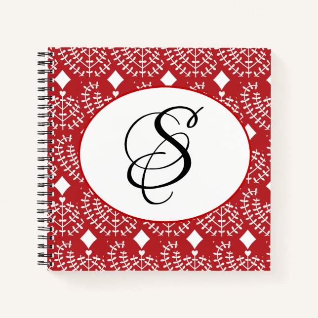Skandinavier Red Heart Personalisiertes Notebook Notizbuch (Vorderseite)