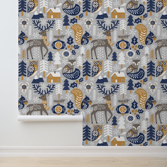 Skandinavier Rentierwald Weihnachtsfeiertage Tapete (Anwendung)