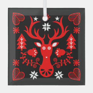 Skandinavier Rotweihirsch Ornament Aus Glas