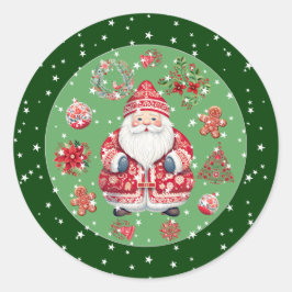 Skandinavier Santa Claus Green Runder Aufkleber