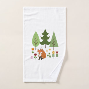 Skandinavier Stil Fox Blume Bäume Illustration Handtuch