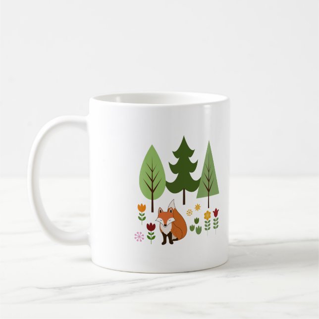 Skandinavier Stil Fox Blume Bäume Illustration Kaffeetasse (Links)