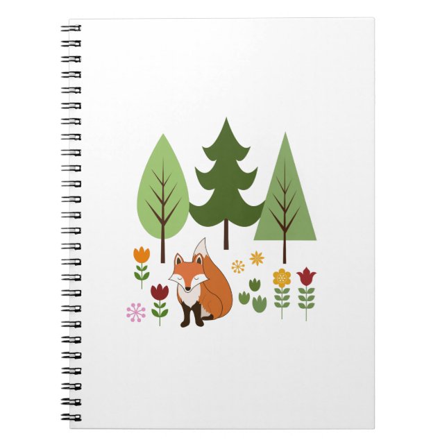 Skandinavier Style Fox Blume Tree Illustration Notizblock (Vorderseite)