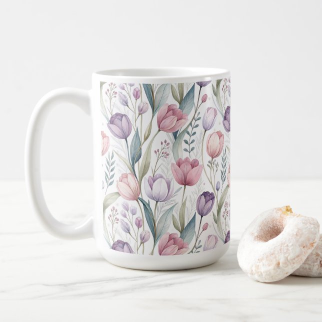 Skandinavier Tulip Blumenmuster Kaffeetasse (Mit Donut)