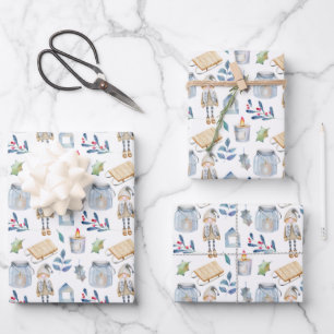 Skandinavier Weihnachtsgenom Geschenkpapier Set