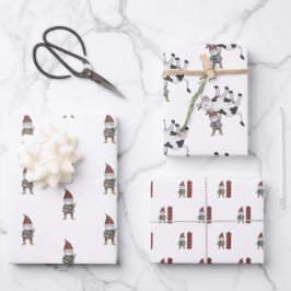 Skandinavier Weihnachtsgnome Tomten   Geschenkpapier Set
