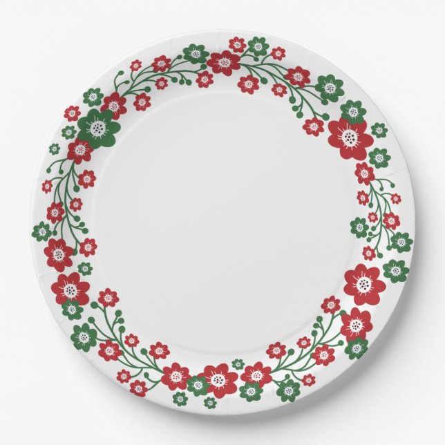 Skandinavier Weihnachtskranz Pappteller (Vorderseite)