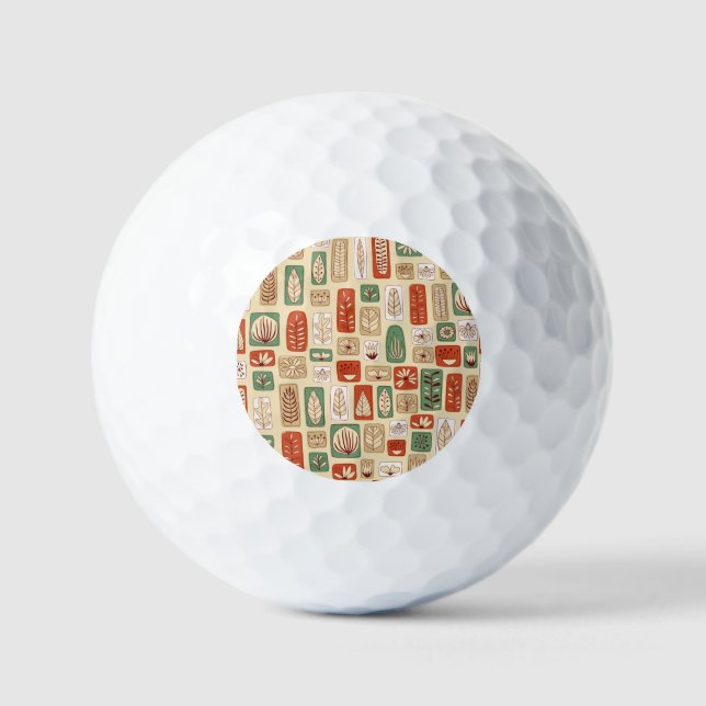 Skandinavische Abstrakte Blätter: Fliesendesign Golfball (Vorderseite)