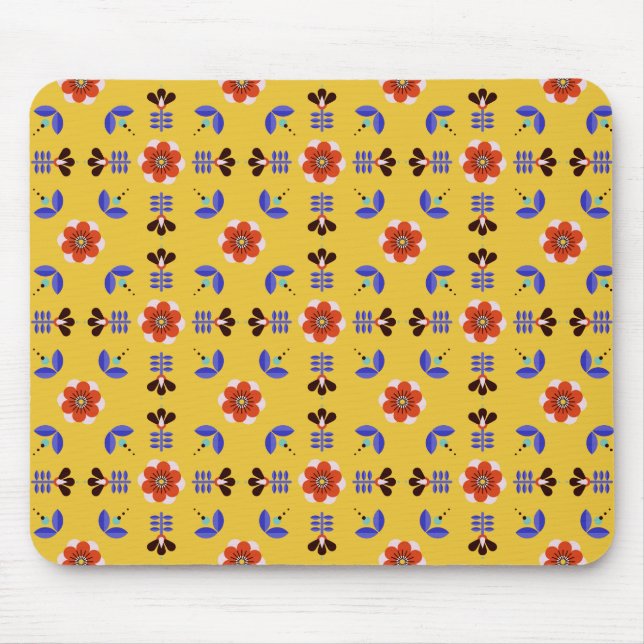 Skandinavische Art-geometrisches Blumenmuster Mousepad (Vorne)