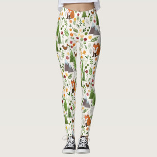 Skandinavische Art-Illustrationen auf Sahnemuster Leggings