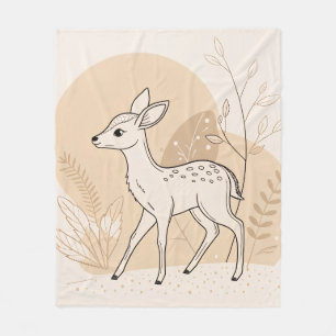 Skandinavische Babyhirsch-Linienkunst – Minimalist Fleecedecke