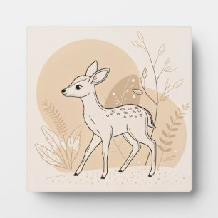 Skandinavische Babyhirsch-Linienkunst – Minimalist Fotoplatte
