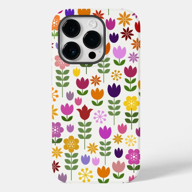 Skandinavische Blume Großes Muster Case-Mate iPhone Hülle (Rückseite)