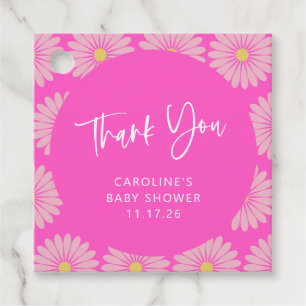 Skandinavische Blume Pink Baby Dusche Danke Geschenkanhänger