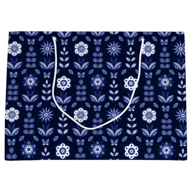 Skandinavische Blume Schmetterlinge verschenken Ta Große Geschenktüte (Vorderseite)