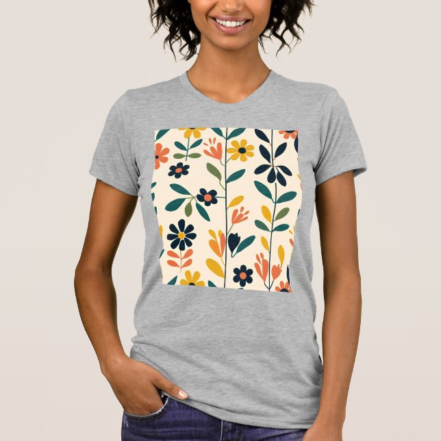 Skandinavische Blumenharmonie T-Shirt (Vorderseite)