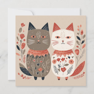 Skandinavische Cat Lover Herzwale Feiertagskarte