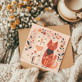 Skandinavische Cat Lover Herzwale Feiertagskarte