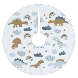 Skandinavische Dinosaurier, Sterne, Regenbögen, Il Polyester Weihnachtsbaumdecke