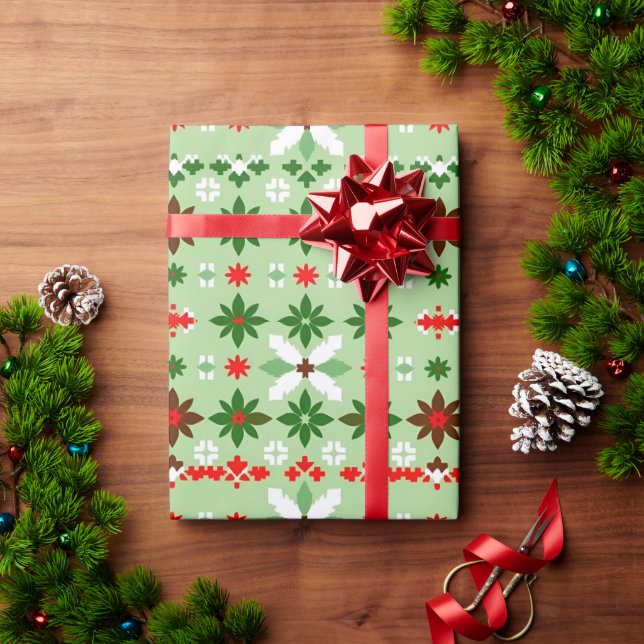 Skandinavische Fair Isle Weihnachtsedition 4 Geschenkpapier (Feiertagsgeschenk)
