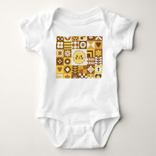 Skandinavische Flora: Abstrakte Vintage Karte. Baby Strampler