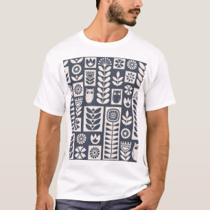 Skandinavische Flora: Weiß, blau, Minimalistisch. T-Shirt