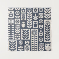Skandinavische Flora: Weiß, blau, Minimalistisch.