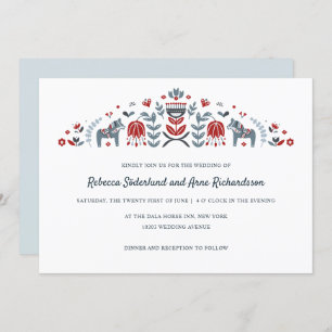 Skandinavische Folk Art Dala Blume Hochzeit Einladung