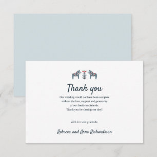 Skandinavische Folk Art Dala Horse Wedding vielen  Dankeskarte