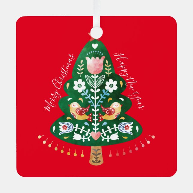 Skandinavische Folk Art Weihnachten Ornament Aus Metall (Vorderseite)