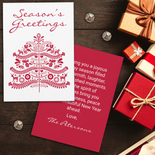 Skandinavische Folk Kunst Nordic Christmas Tree Feiertagskarte