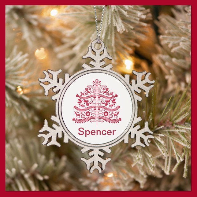 Skandinavische Folk Kunst Nordic Christmas Tree Schneeflocken Zinn-Ornament (Von Creator hochgeladen)