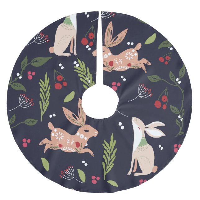 Skandinavische Folklore Polyester Weihnachtsbaumdecke (Vorderseite)