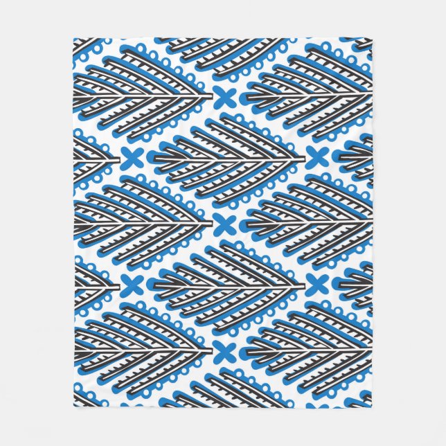 Skandinavische Folklorekunst: Blumenrostdesign Fleecedecke (Vorderseite)