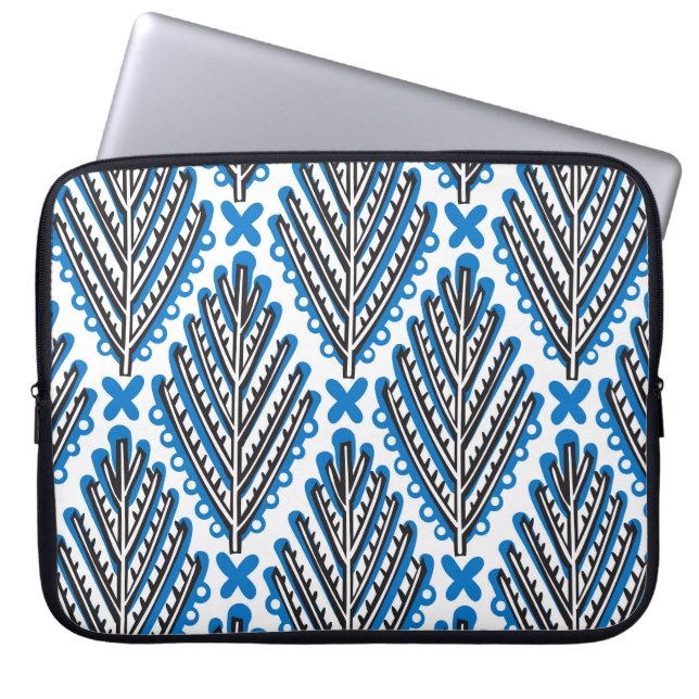 Skandinavische Folklorekunst: Blumenrostdesign Laptopschutzhülle (Vorderseite)