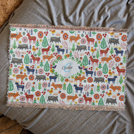 Skandinavische Folklorekunst Monogram Muster Boho Decke