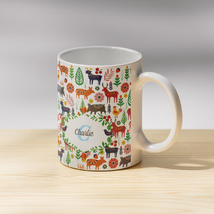 Skandinavische Folklorekunst Monogram Muster Boho  Kaffeetasse