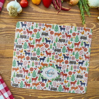 Skandinavische Folklorekunst Monogram Muster Boho Schneidebrett